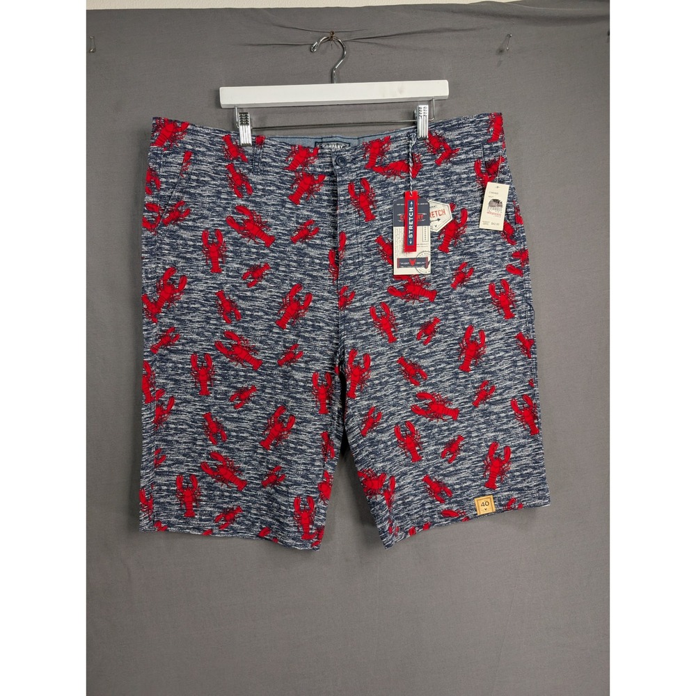 Company Eighty One Mens Navy Lobster Print Stretch Shorts C19SH820 Size 40 NWT